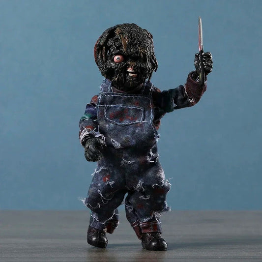 Kings Vault Collectibles NECA Chucky Burned Edition action figure with charred skin and knife in Good Guys overalls