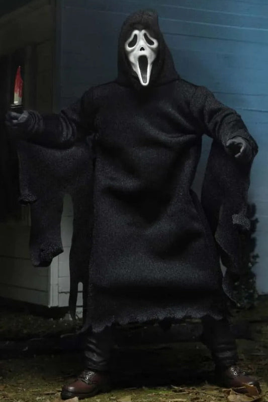 Kings Vault Collectibles NECA Scream Ghostface action figure with iconic white mask, black hooded robe, and knife